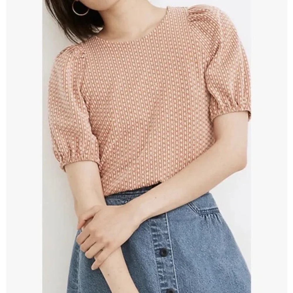 Madewell Floral Jacquard Puff Sleeve Top